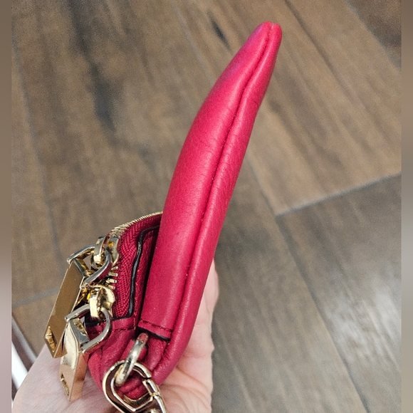 Henri Bendel Red Debutante Asymmetric Clutch Wristlet with Floral Appliqué - Picture 6 of 13